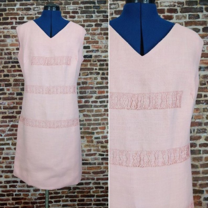 Vintage 60/'s Shift Dress Pink Mod Sleeveless Size XL Large Plus Size Retro 60/'s