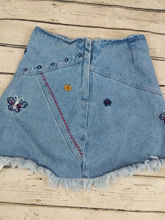 Vintage Denim Skirts 90's 00's Girls Size 8 Embro… - image 2