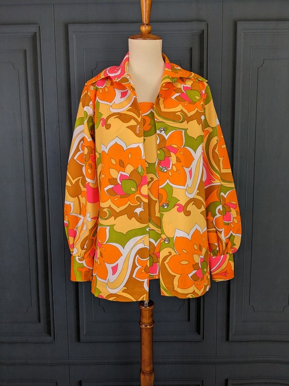 Groovy Vintage Shirt and Jacket Set - Colorful 60… - image 6