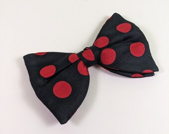 Vintage Clip on Bow Tie - Black and Red Polkadot - Menswear Accessory