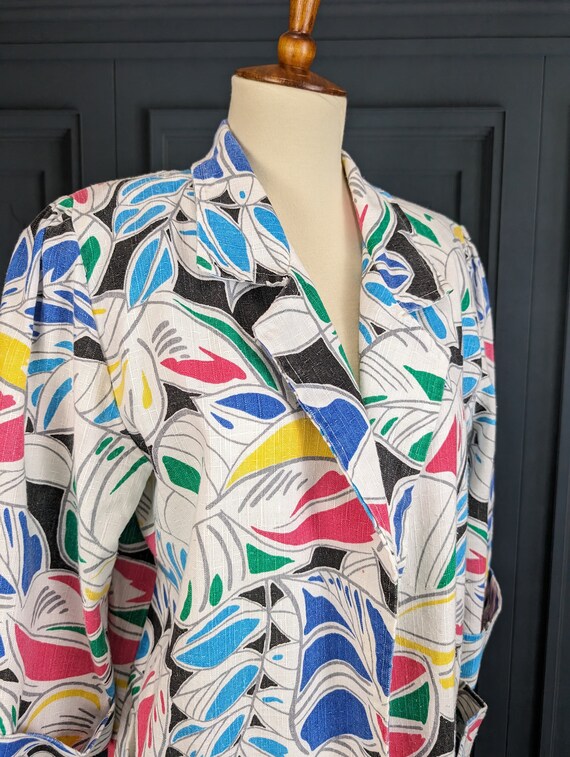 Vintage 80's Patterned Jacket - Linen Like Summer… - image 7