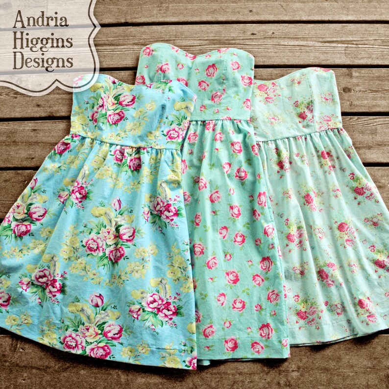 Floral print Coordinating Strapless Tea dress with Pockets Etsy