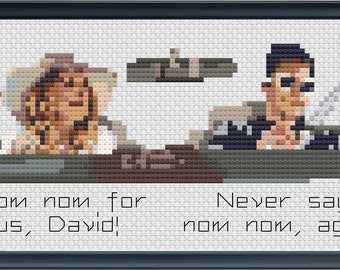 Nom nom for us! Alexis & David Rose (Smaller Size) - Schitt's Creek - PDF Cross Stitch Pattern Download