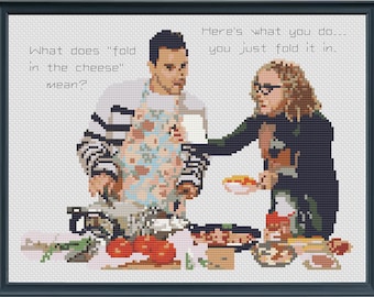 Fold in the Cheese! David & Moira Rose - Schitt's Creek - PDF Cross Stitch Pattern Download