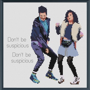 Wees niet achterdochtig (groter formaat) - Jean-Ralphio en Mona-Lisa - PDF Cross Stitch patroon downloaden - Parks & Rec