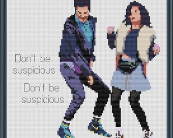Don't be Suspicious (Larger Size) - Jean-Ralphio and Mona-Lisa - PDF Cross Stitch Pattern Download - Parks & Rec