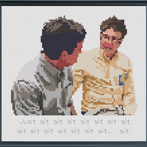 Sit Sit Sit Sit - Tobias & Michael - Smaller Size - Arrested Development - PDF Cross Stitch Pattern Download