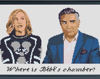 Moira & Johnny Rose (Larger Size) - Where is Bebe's Chamber - Schitt's Creek - PDF Cross Stitch Pattern Download