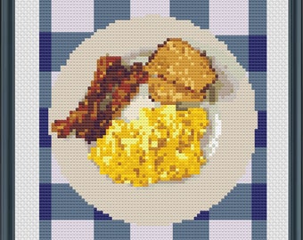 Ron Swanson's Breakfast (Smaller Size) - PDF Cross Stitch Pattern Download - Parks & Rec