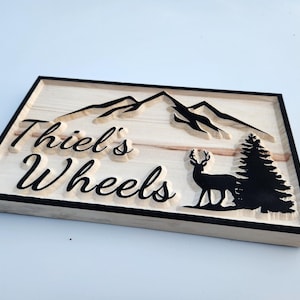 Personalized Wood Name Sign Camper Hunter 3D Custom Carved Cabin Gift Man Cave Wedding Family Last Name Established Camp Lake House Décor