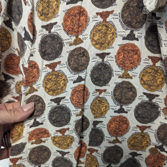 vintage globe pattern shirt dress L/XL - image 4