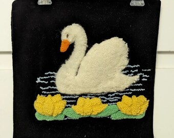 housse de coussin cygne en velours vintage