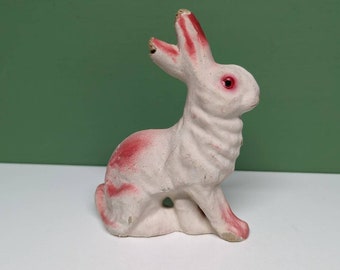 vintage paper mache pink bunny