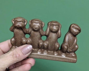 Vintage 4 monkeys ceramic figurine