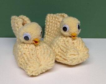 vintage kids knit kitschy chick slippers