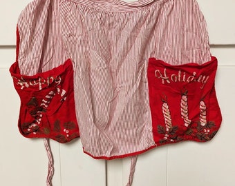 Vintage happy holiday half apron