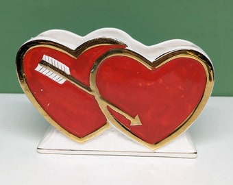 vintage double heart valentine planter