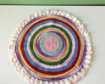 vintage rainbow crochet doily