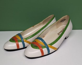 vintage rainbow strap flats shoes