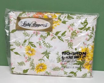 vintage fitted floral sheet new old stock