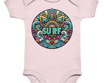 Gato Loco - Surflogo - Mandala BoHo Colorful - Organic Baby Bodysuite