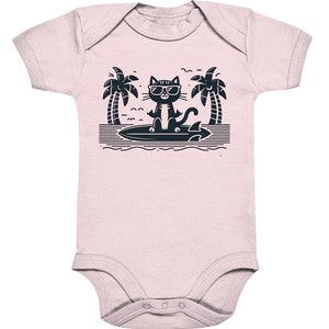 Gato Loco - Surf Cat Surfboard Holiday Island Cool Design Hang Loose Favorite Shirt - Organic Baby Bodysuite