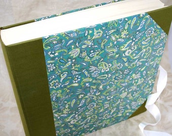 Handbound photo album, teal and green floral paisley, extra-large, studio CLEARANCE price