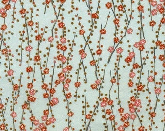 Chiyogami or yuzen paper - blue plum blossoms, 9x12 inches