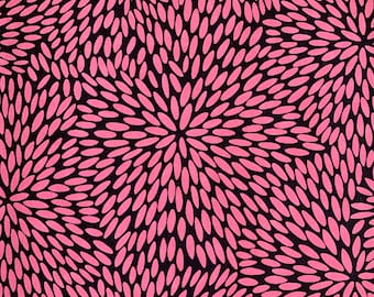 Chiyogami or yuzen paper - vibrant, graphic pink floral on cocoa brown background, 9x12 inches