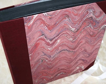 Handbound photo album - fancy combed wave in red, One of a Kind, extra-large, studio CLEARANCE price