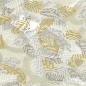 Chiyogami oder Yuzen Papier - wirbelnde Blätter in grau, weiß und metallic gold und silber, 23x30 cm