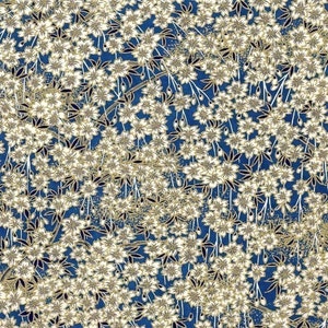 Carta Chiyogami o yuzen - Fiori di ciliegio giapponesi, bianco, blu oltremare, 9x12 pollici