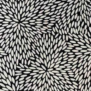 Chiyogami oder Yuzen Papier - lebendige, grafische, weiche weiße Blumen auf tief schwarzem Hintergrund, 23x30cm