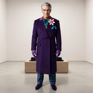 Cappotto viola da uomo stile Joker / Costume ispirato a Jack Nicholson