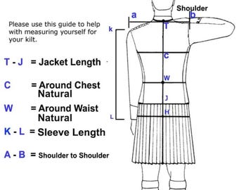 custom size Kilt: Jacket, Chest, Waist, Sleeve Length