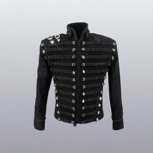 Chaqueta de húsar de Michael Jackson hecha a mano - Abrigo militar de lana negra