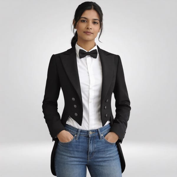 Custom Victorian Tailcoat - Regency Steampunk Tuxedo Jacket for Women