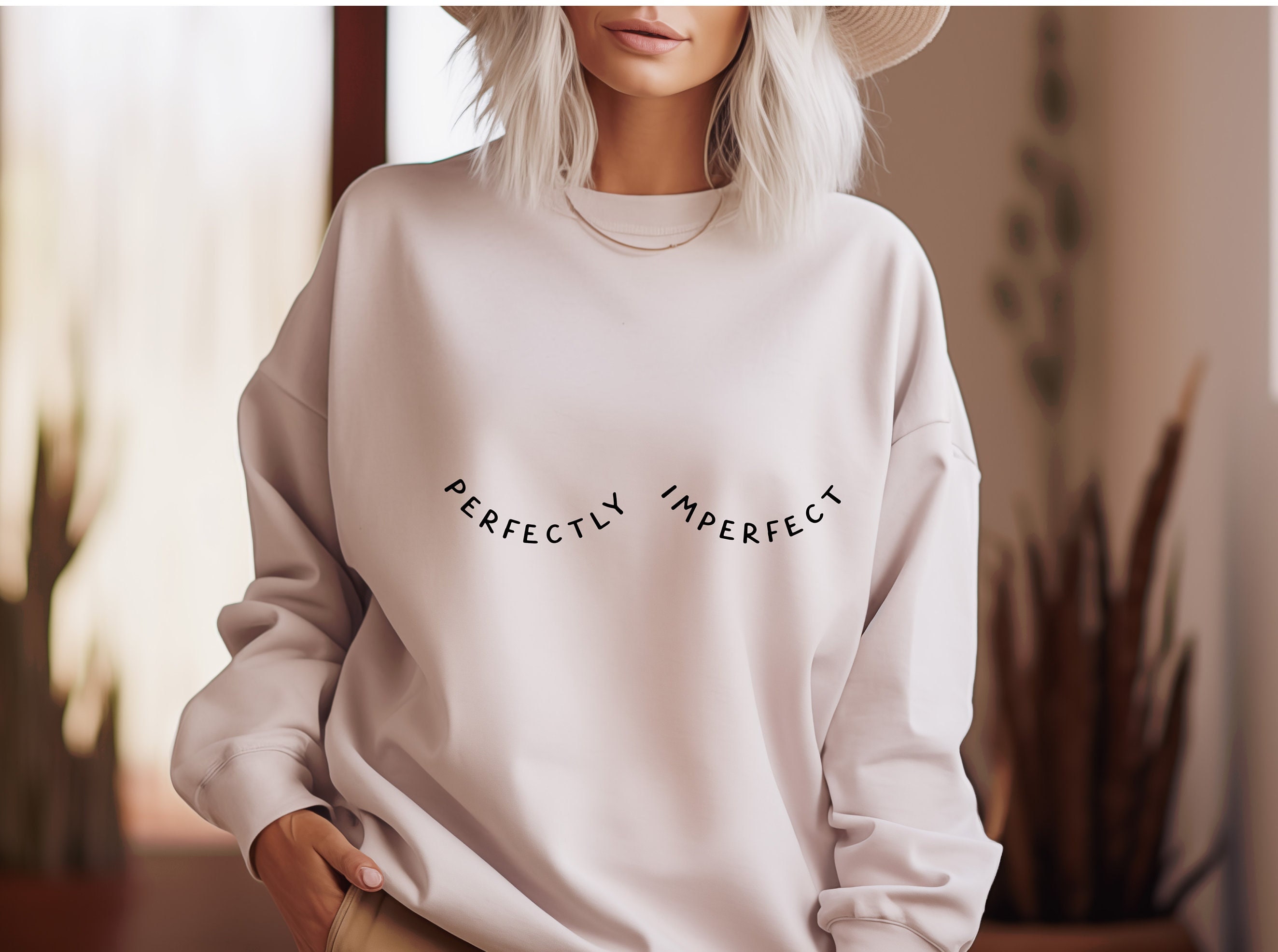 WildWillowStoreAU Perfectly Imperfect Sweatshirt Cheeky Jumper for Women Mental Health Awareness Sweater Affirmation Apparel Gift for Her