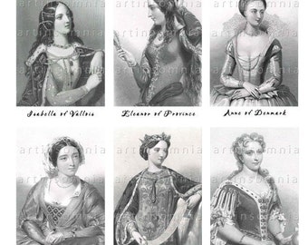 Collage Sheet of European Queens01, digital download ATCs, ZNE, Clip Art Supplies