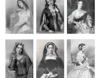 Collage Sheet of European Queens04, digital download ATCs, ZNE, Clip Art Supplies