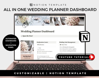 Notion Wedding Planner Dashboard | Timeline, Budget, Guest List (Digital)