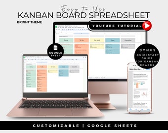Kanban Board Google Sheets Vorlage | Projekt- & Aufgabenplaner (Digital)