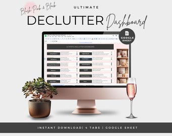 Ultimate Declutter Dashboard for Google Sheets | Editable Cleaning Schedule |  Blush Pink |  Weekly Tasks | House Declutter