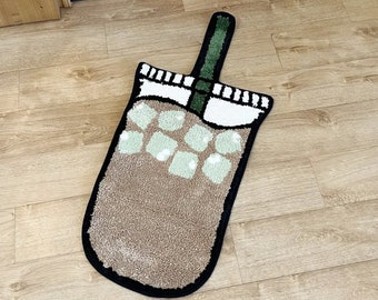 Custom Coffee Boba Bubble Tea Doormat Mat Anti-Slip Bedroom Handmade Tufted Rug