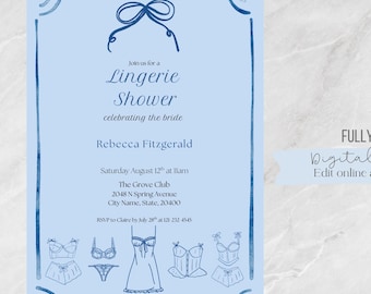 Plantilla de invitación para despedida de soltera con temática de lencería / Invitación para despedida de soltera
