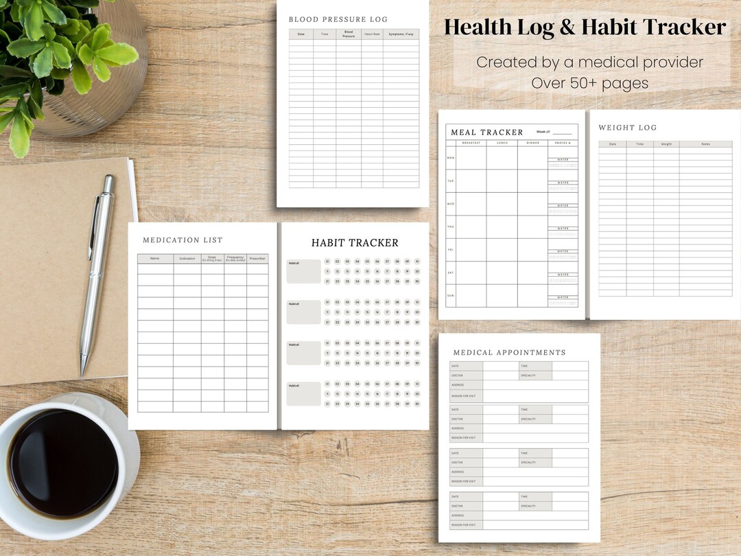 Wellness Log, Health Journal, and Habit Tracker - Etsy