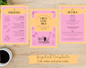 Decoración del itinerario de la invitación de la despedida de soltera de Girls Gone Mild