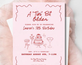 Plantilla de invitación para el 30.º cumpleaños de Tini Bit Older (descarga digital)