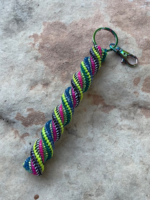 Made to Order Woven Keychain Rexlace Keychain Plastic Lace Keychain  Scoubidou Scoubi Colorful String Boondoggle Gimp Craft Lace Lanyard