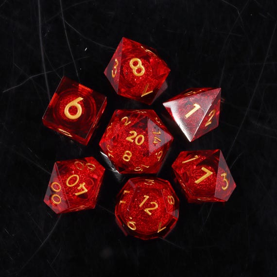 Red Liquid Core Dice Set for Dungeons and Dragons, Resin Liquid Dice, Resin Dice, Gift to Him, Liquid Core d and d Dice for DnD Gift